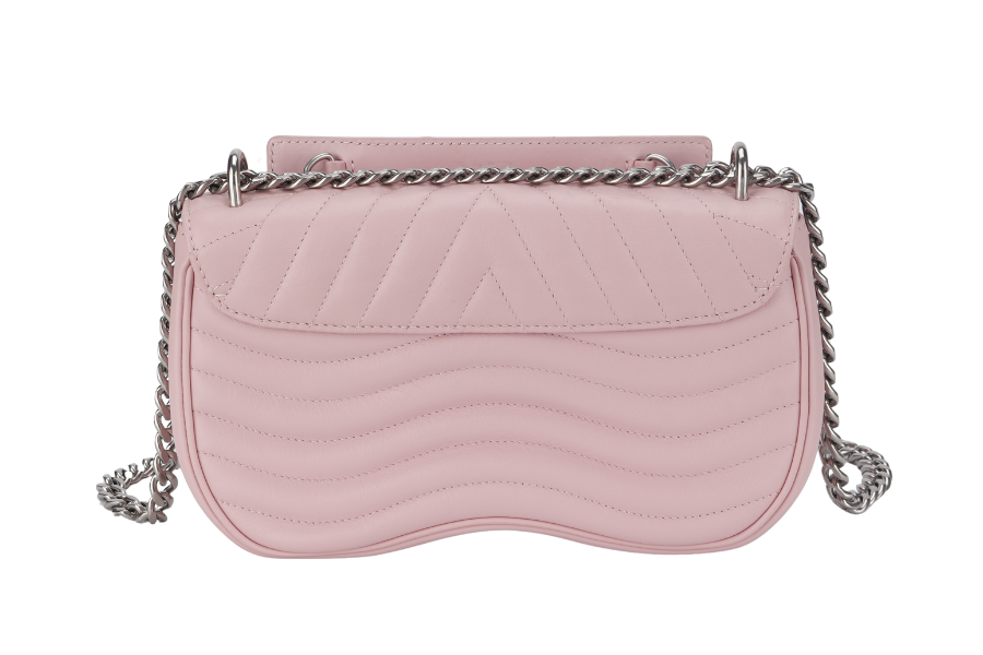 LOUIS VUITTON NEW WAVE CHAIN BAG MM (M51944) PINK CALFSKIN SILVER HARDWARE WITH DUST COVER