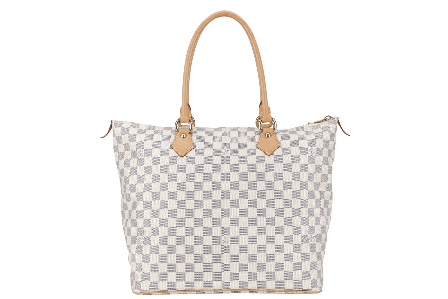 LOUIS VUITTON SALEYA GM DAMIER AZUR SHOULDER BAG CANVAS GOLD HARDWARE DU1067 NO DUST COVER