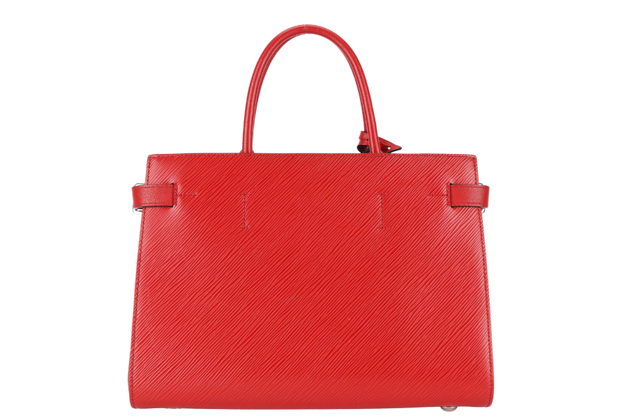 LOUIS VUITTON M54811 RED EPI LEATHER TWIST TOTE BAG SILVER HARDWARE WITH DUST COVER AND BOX