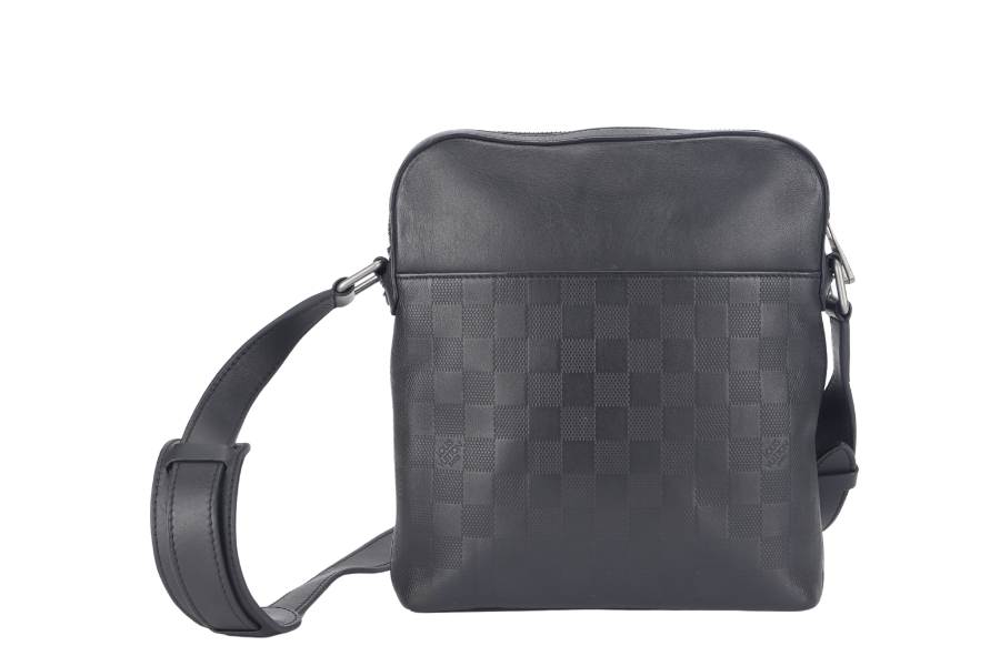 LOUIS VUITTON INFINI DISTRICT (N23355) BLACK DAMIER SILVER HARDWARE CROSSBODY WITH DUST COVER
