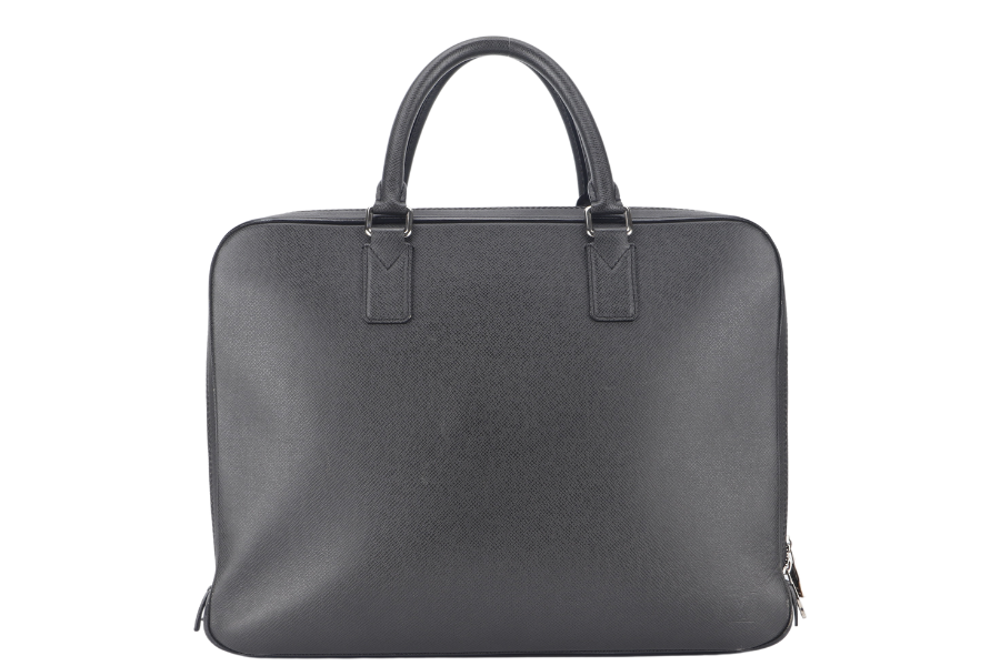 LOUIS VUITTON GREY TAIGA LEATHER DOCUMENT BAG WITH DUST COVER, LOCK&KEYS