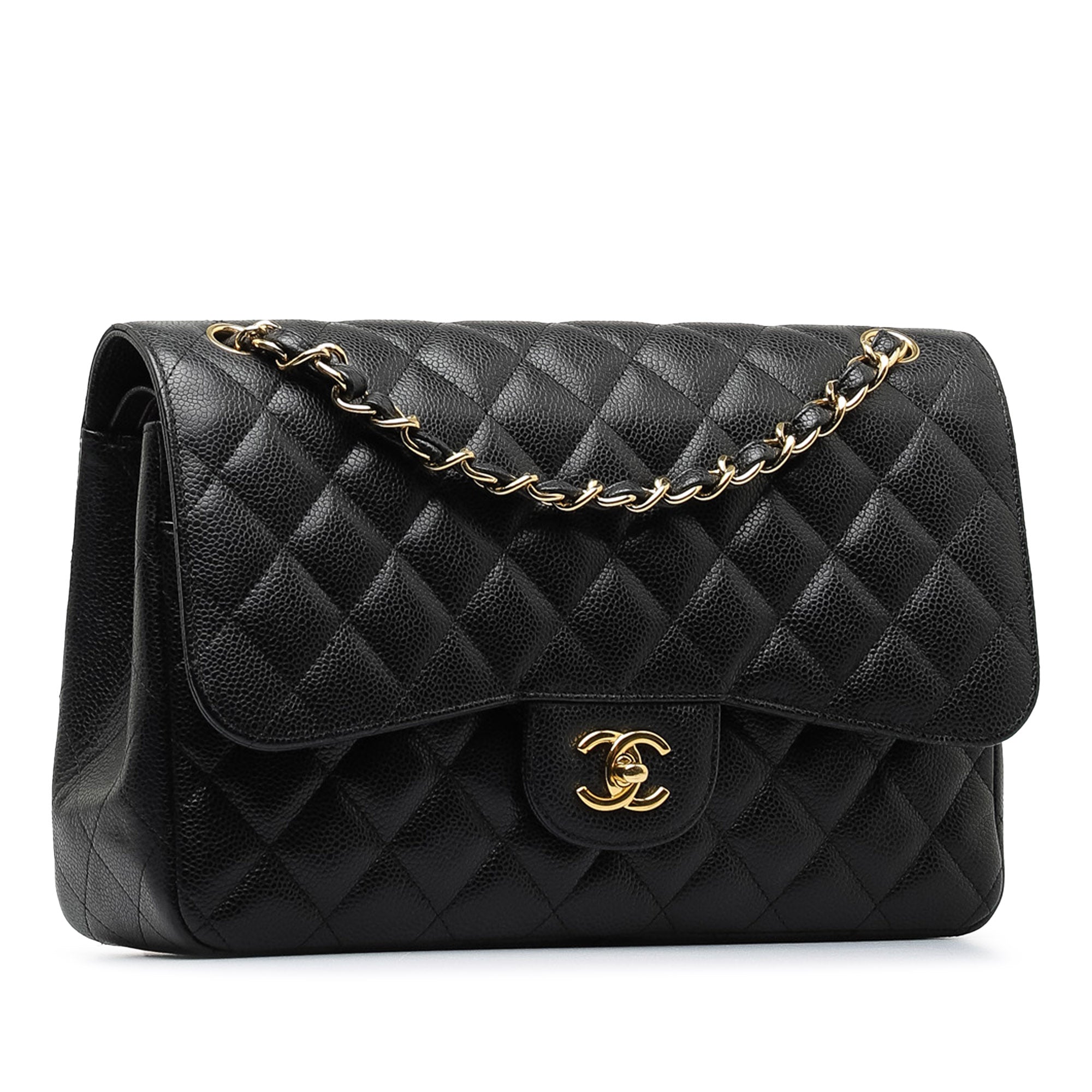 Chanel Jumbo Classic Caviar Double Flap Shoulder Bag