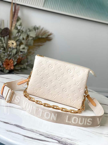 LV Coussin PM Monogram-Embossed Puffy Cream For Womtlm,  Shoulder And Crossbody Bags 10.2in/26cm LV M57793