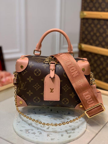 LV Petite Malle Souple Monogram Canvas Pink For Womtlm, Womtlm’s Handbags, Shoulder And Crossbody Bags 7.9in/20cm LV M45531