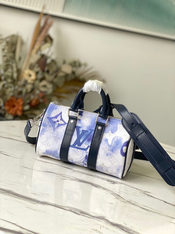 LV Keepall XS Monogram Watercolor Blue Canvas By Virgil Abloh For Mtlm, Bags, Shoulder And Crossbody Bags 8.3in/21cm LV M45761