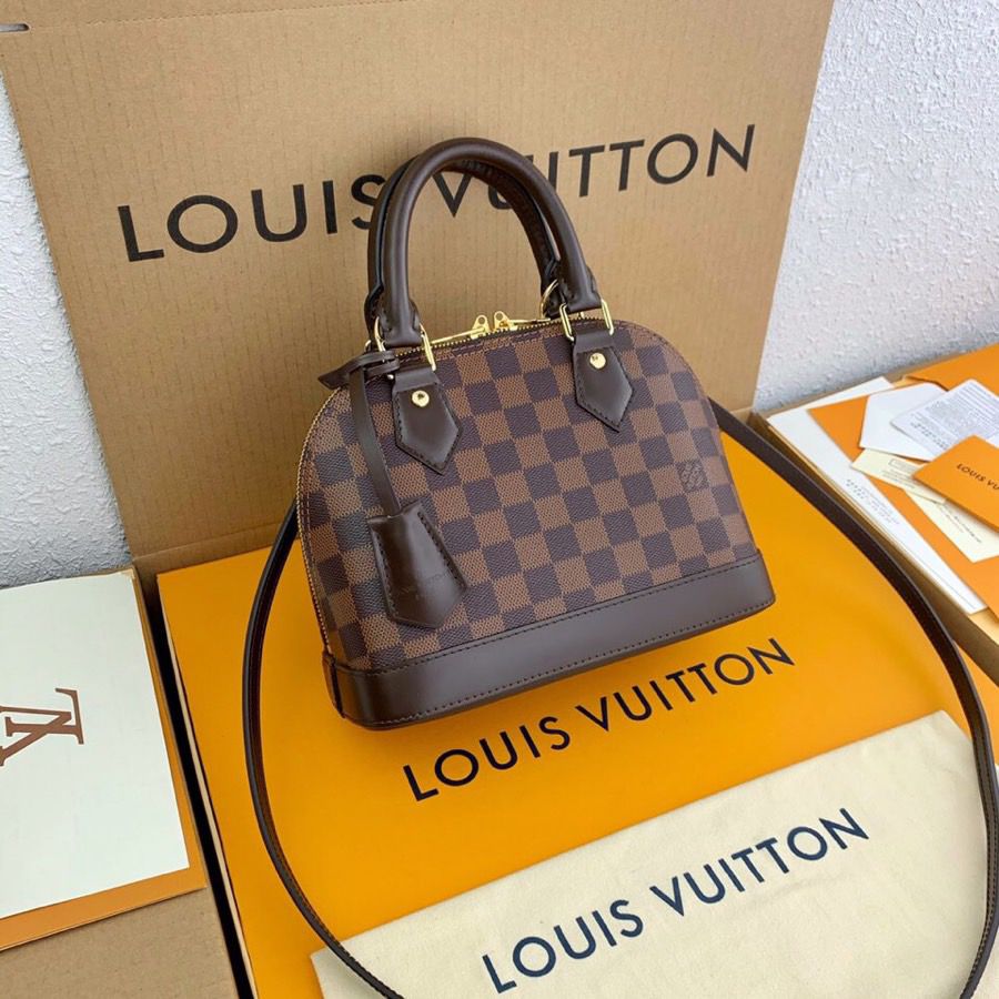 LV Alma BB Damier Ebtlme Canvas For Womtlm, Womtlm’s Handbags, Shoulder And Crossbody Bags 9.3in/23.5cm LV N41221