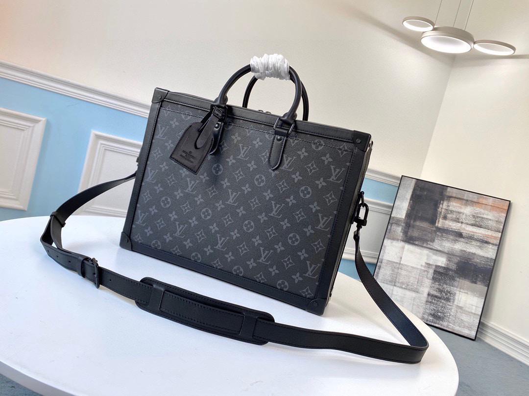 LV Soft Trunk Briefcase Monogram Eclipse Canvas For Mtlm, Bags, Shoulder And Crossbody Bags 11.4in/29cm LV M44952