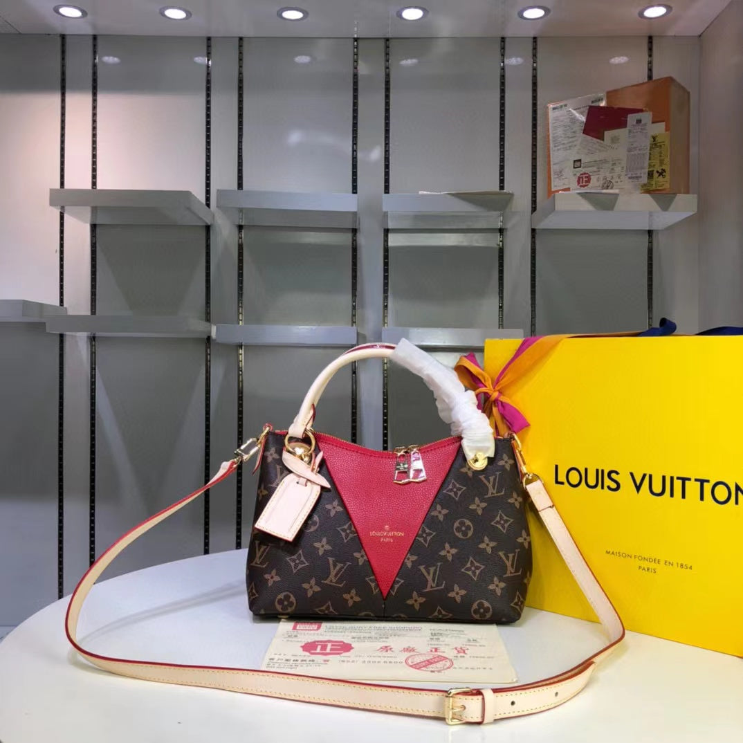 LV V Tote BB Monogram Canvas Cerise Red For Womtlm, WoBags, Shoulder And Crossbody Bags 10.6in/27cm LV M43966