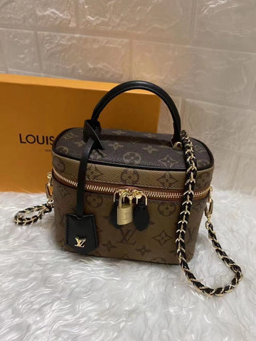 LV Vanity PM Monogram And Monogram Reverse Canvas By Nicolas Ghesquiere For Womtlm,  Shoulder And Crossbody Bags 7.5in/19cm LV M42264