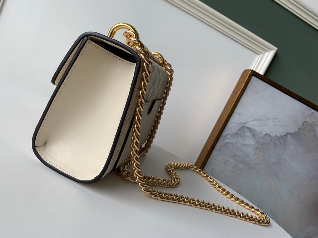 gg Embossed Padlock Shoulder Bag White Milky For Womtlm 8in/20cm