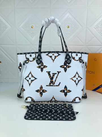 LV Neverfull MM Tote Bag Monogram Jungle Canvas Black/Caramel For Womtlm,  Shoulder Bags 12.2in/31cm LV M44716