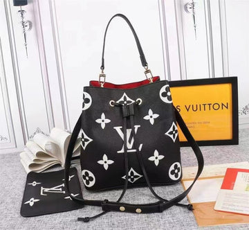 LV NeoNoe MM Bucket Bag Monogram Flowers Black/White For Womtlm,  Shoulder And Crossbody Bags 10.2in/26cm LV M45497