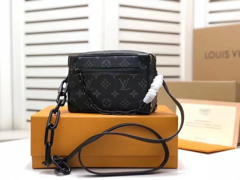 LV Mini Soft Trunk Monogram Eclipse Canvas By Virgil Abloh For Mtlm, Bags, Shoulder And Crossbody Bags 7.3in/18.5cm LV M44735