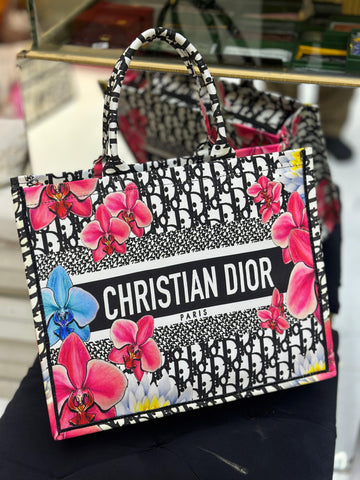 Christian Dior Women Bag  High-Quality Denim Tote (Pink/White/Black)