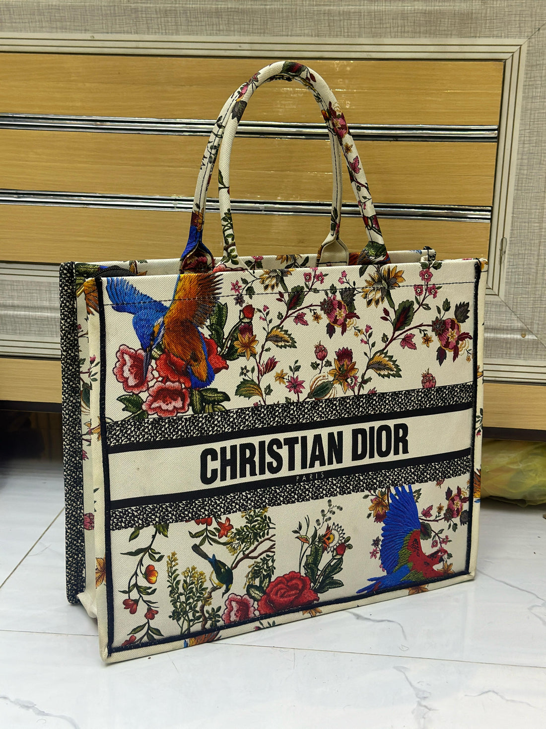Christian Dior Women Bag  High-Quality Denim Tote (White/Cream/Black)