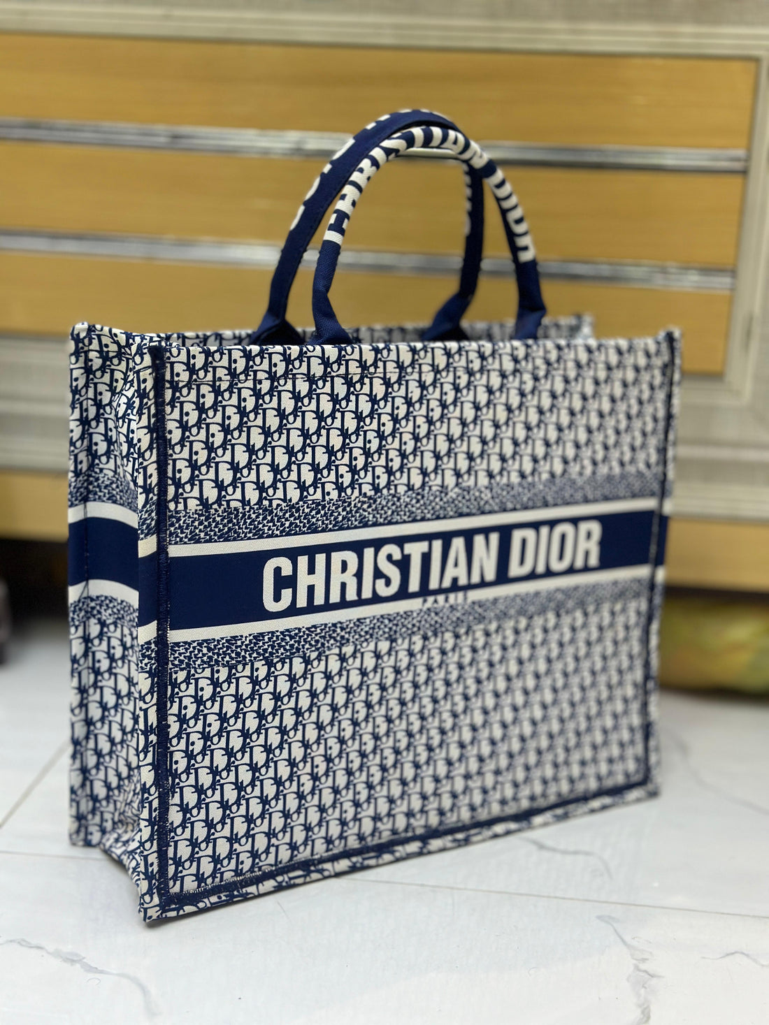 Christian Dior Women Bag  High-Quality Denim Tote (Blue/White-3)
