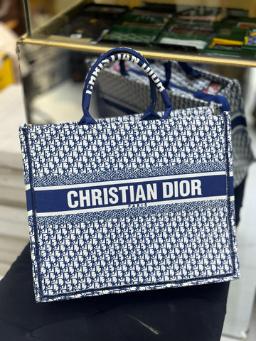 Christian Dior Women Bag  High-Quality Denim Tote (Blue/White-3)
