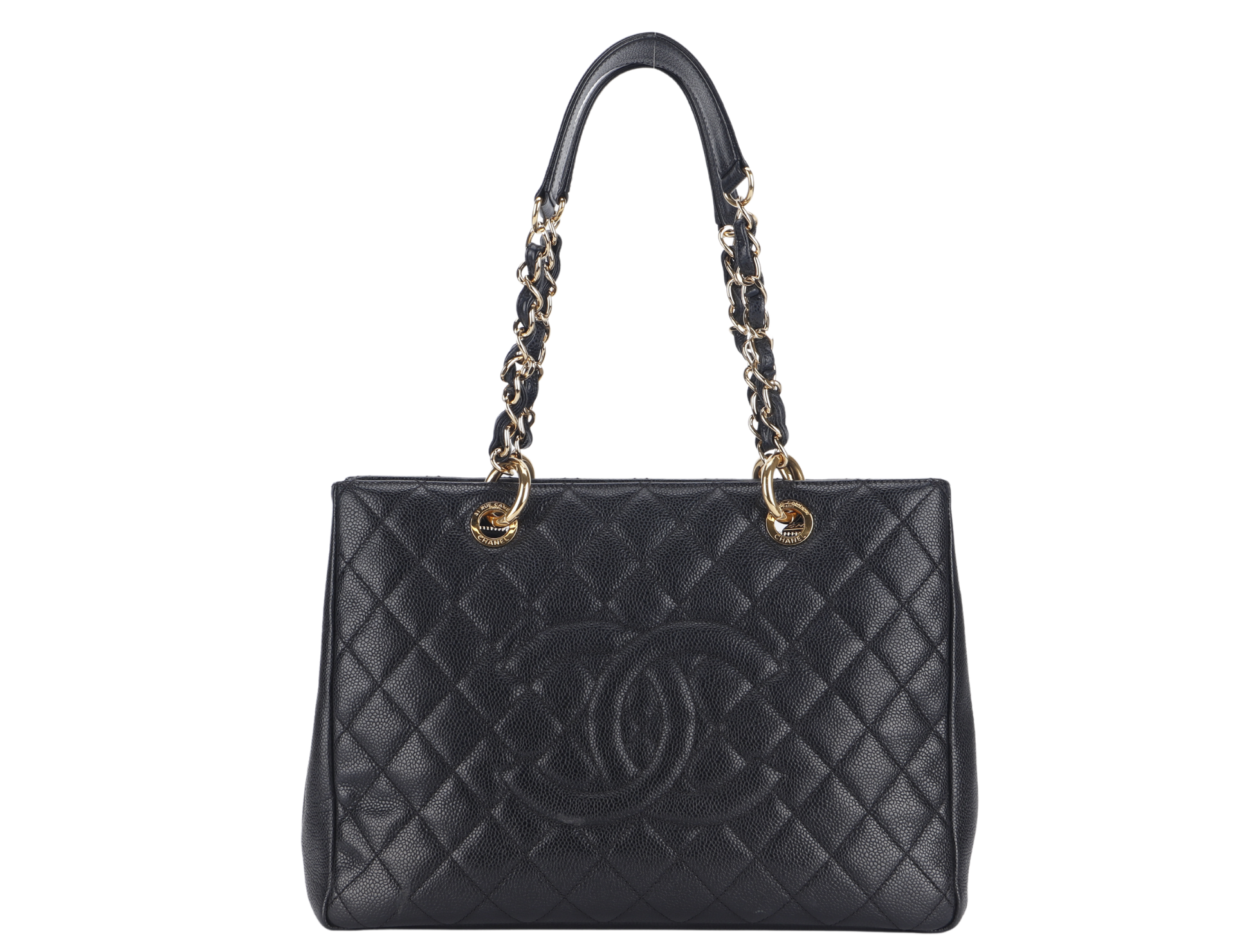 CHANEL GST (2039xxxx) BLACK CAVIAR LEATHER GOLD HARDWARE WITH DUST COVER AND