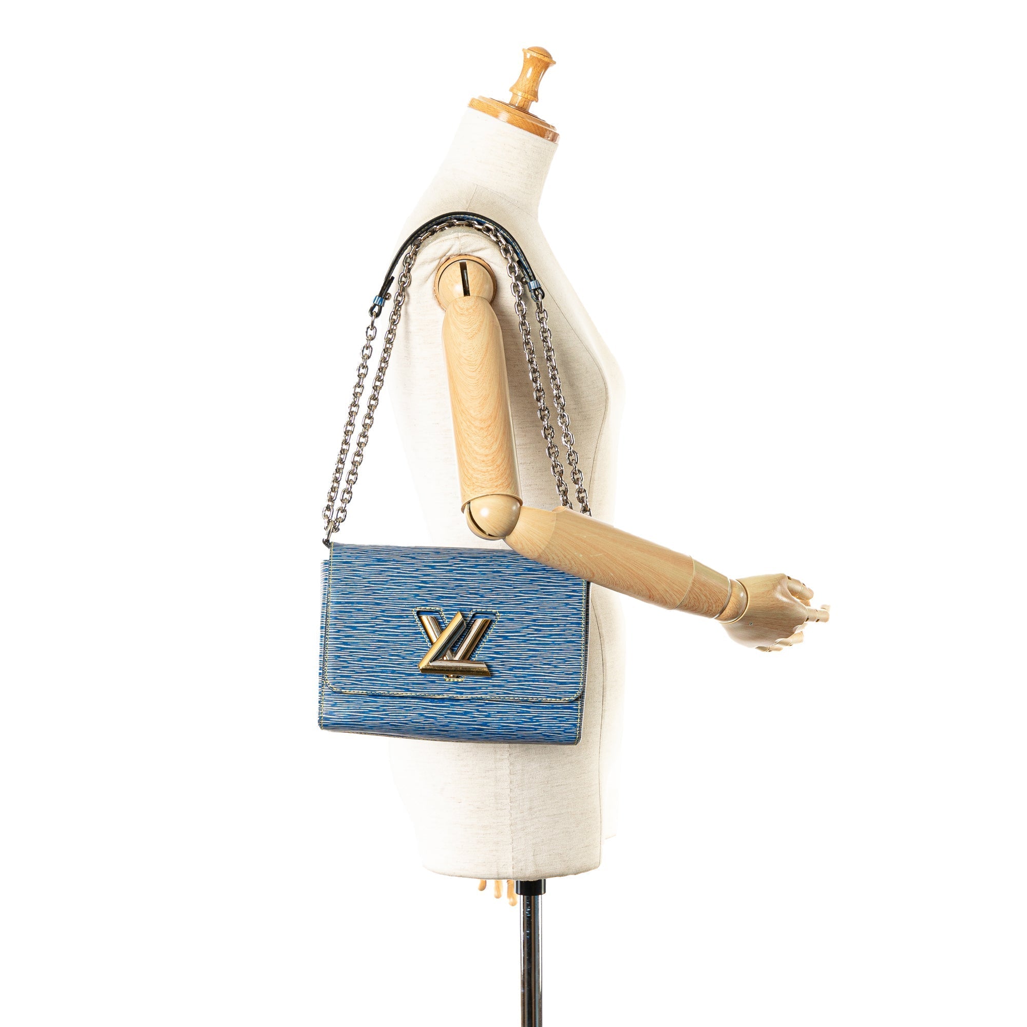 Blue Louis Vuitton Epi Denim Twist MM Crossbody Bag