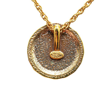 Chanel Rhinestone Logo Pendant Necklace Metal Necklace in Excellent condition