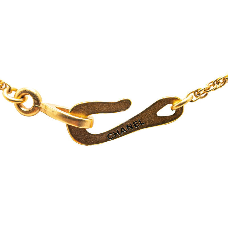 Chanel Rhinestone Logo Pendant Necklace Metal Necklace in Excellent condition