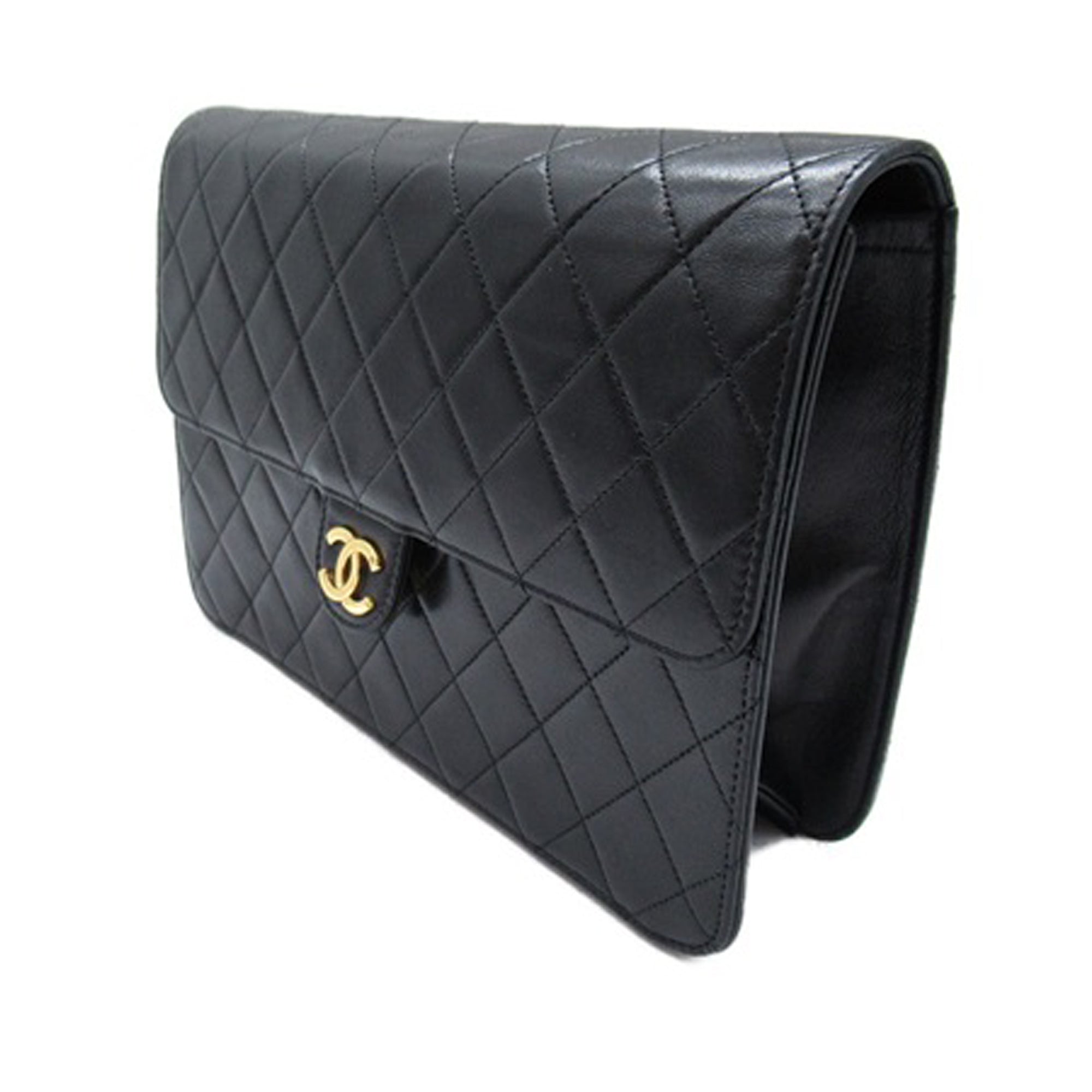 Chanel CC Quilted Lambskin Single Flap Crossbody Bag