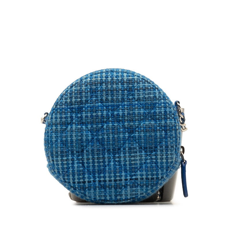 Chanel Tweed Round Clutch with Chain Canvas Crossbody Bag in Good condition