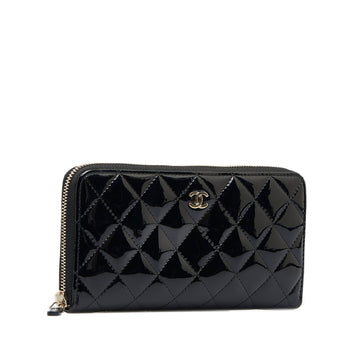 Chanel CC Quilted Patent Zip Around Long Wallet Long Wallets