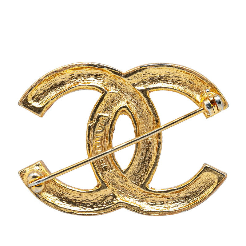 Chanel Rhinestone CC Logo Brooch Metal Brooch in Good condition