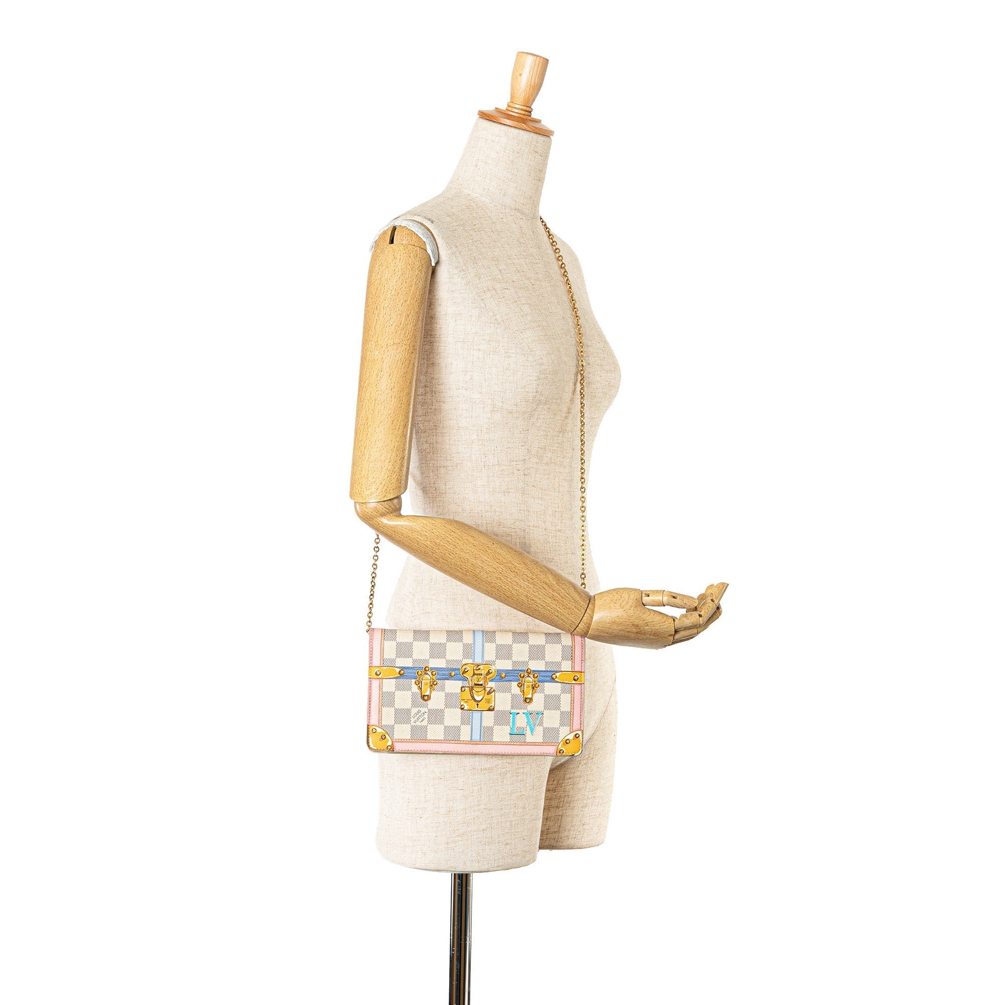 White Louis Vuitton Damier Azur Summer Trunks Pochette Weekend Crossbody Bag