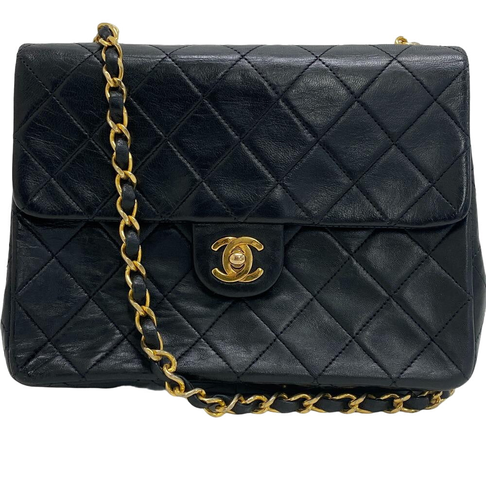 CHANEL Shoulder Bag lambskin black Single flap Single Chain COCO Mark Mini Matrasse 20 Women Used