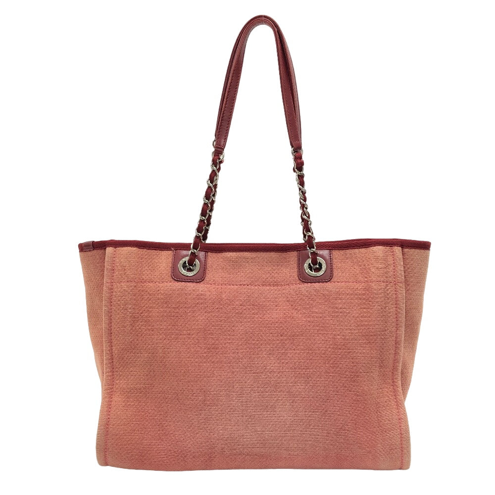 CHANEL Tote Bag canvas Red COCO Mark DeauvilleMM