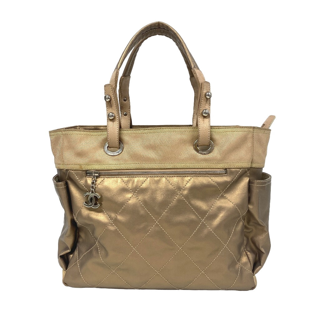 CHANEL Tote Bag Coated canvas beige Paris Biarritz GM