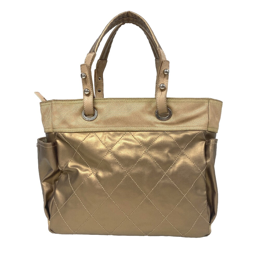 CHANEL Tote Bag Coated canvas beige Paris Biarritz GM