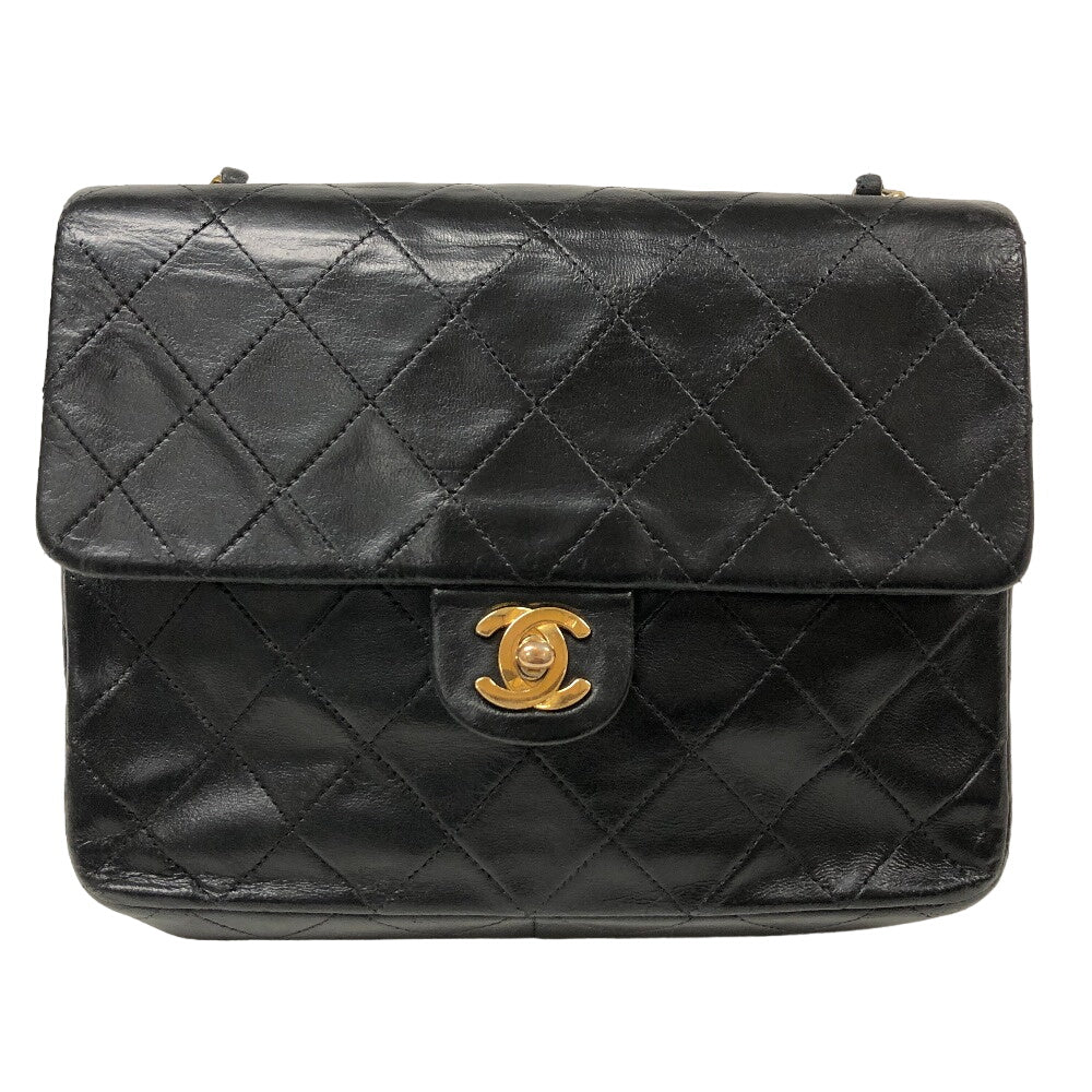 CHANEL Shoulder Bag lambskin black COCO Mark Mini matrasse