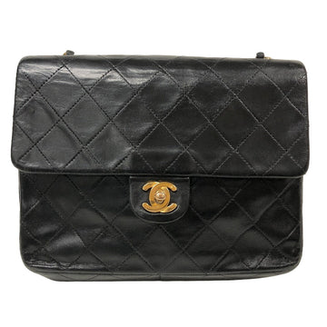 CHANEL Shoulder Bag lambskin black COCO Mark Mini matrasse