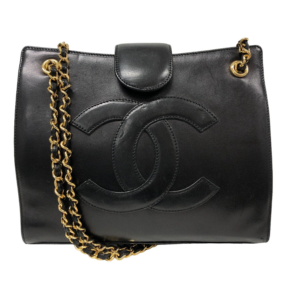 CHANEL Shoulder Bag leather black COCO Mark