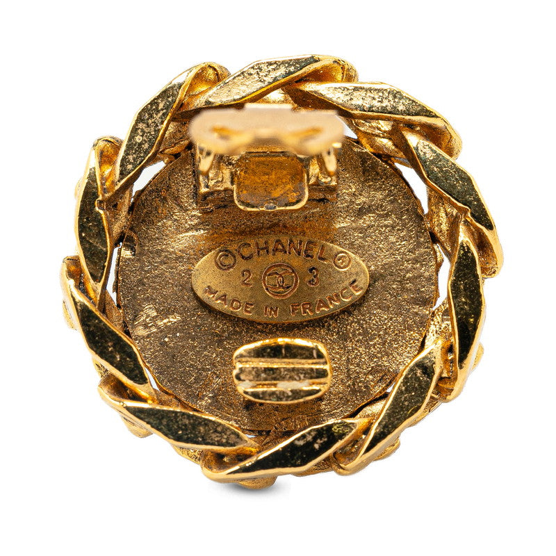 Chanel Rhinestone CC Clip On Earrings Metal Earrings in Good condition