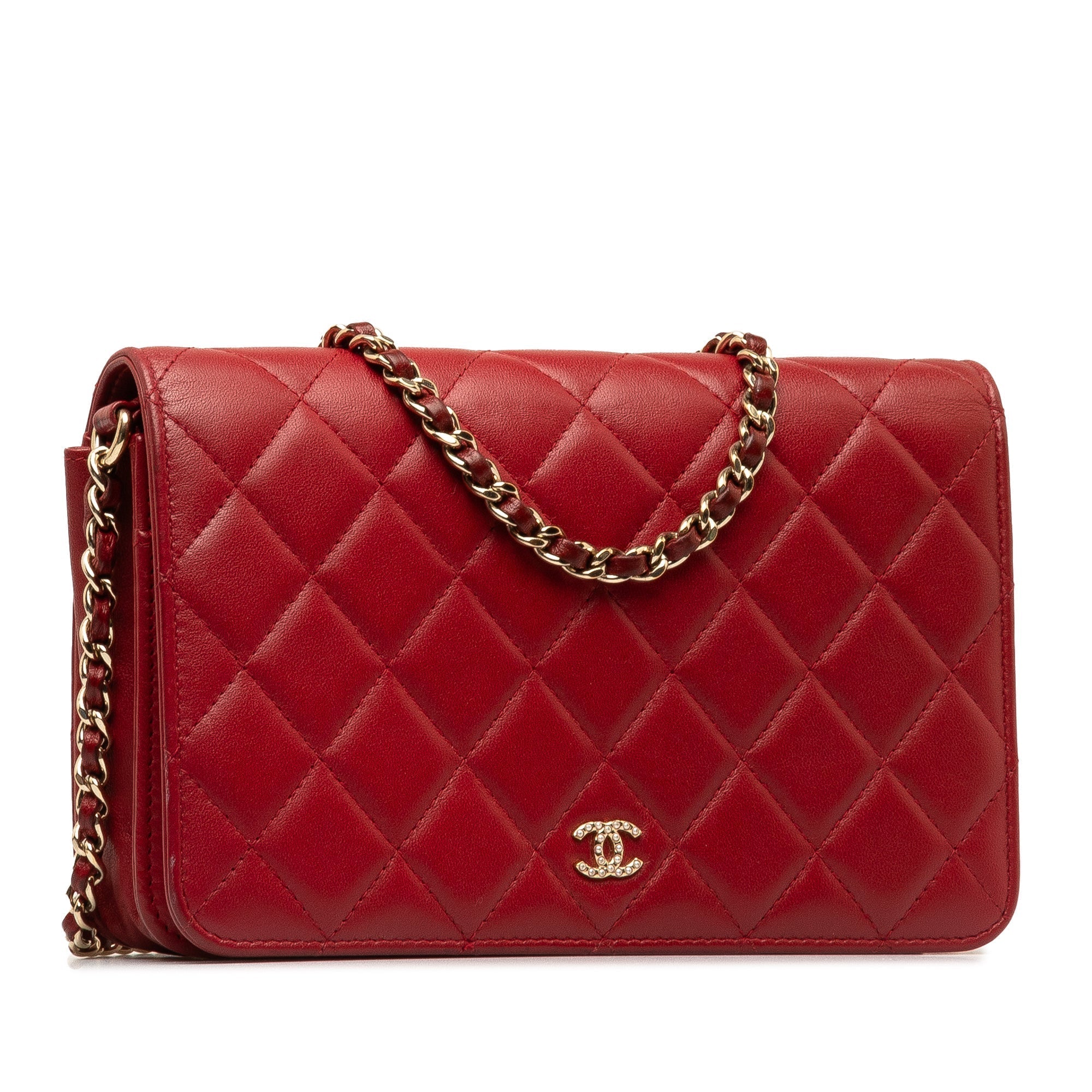 Chanel CC Lambskin Pearl Wallet On Chain Crossbody Bag