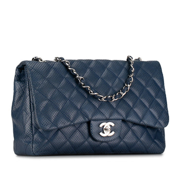 Chanel Jumbo Classic Perforated Lambskin Single Flap Shoulder Bag
