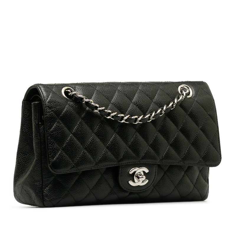Chanel Medium Caviar Classic Double Flap Bag Leather Shoulder Bag in Good condition