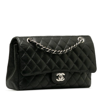 Chanel Medium Caviar Classic Double Flap Bag Leather Shoulder Bag in Good condition