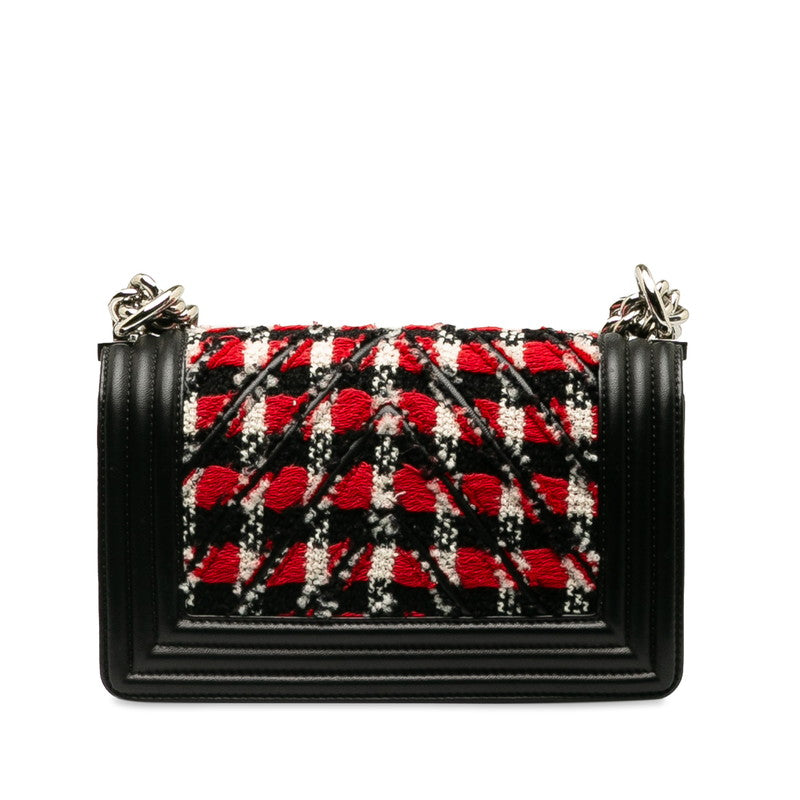 Chanel Tweed Chevron Boy Shoulder Bag  Cotton Shoulder Bag in Good condition