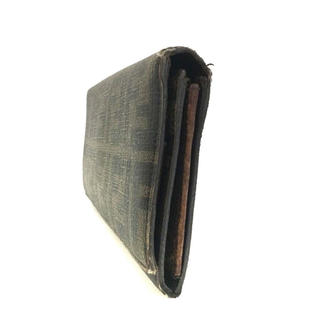 Vintage, classic, Fendi, brown leather Zucca print, bi-fold, XL checkbook wallet