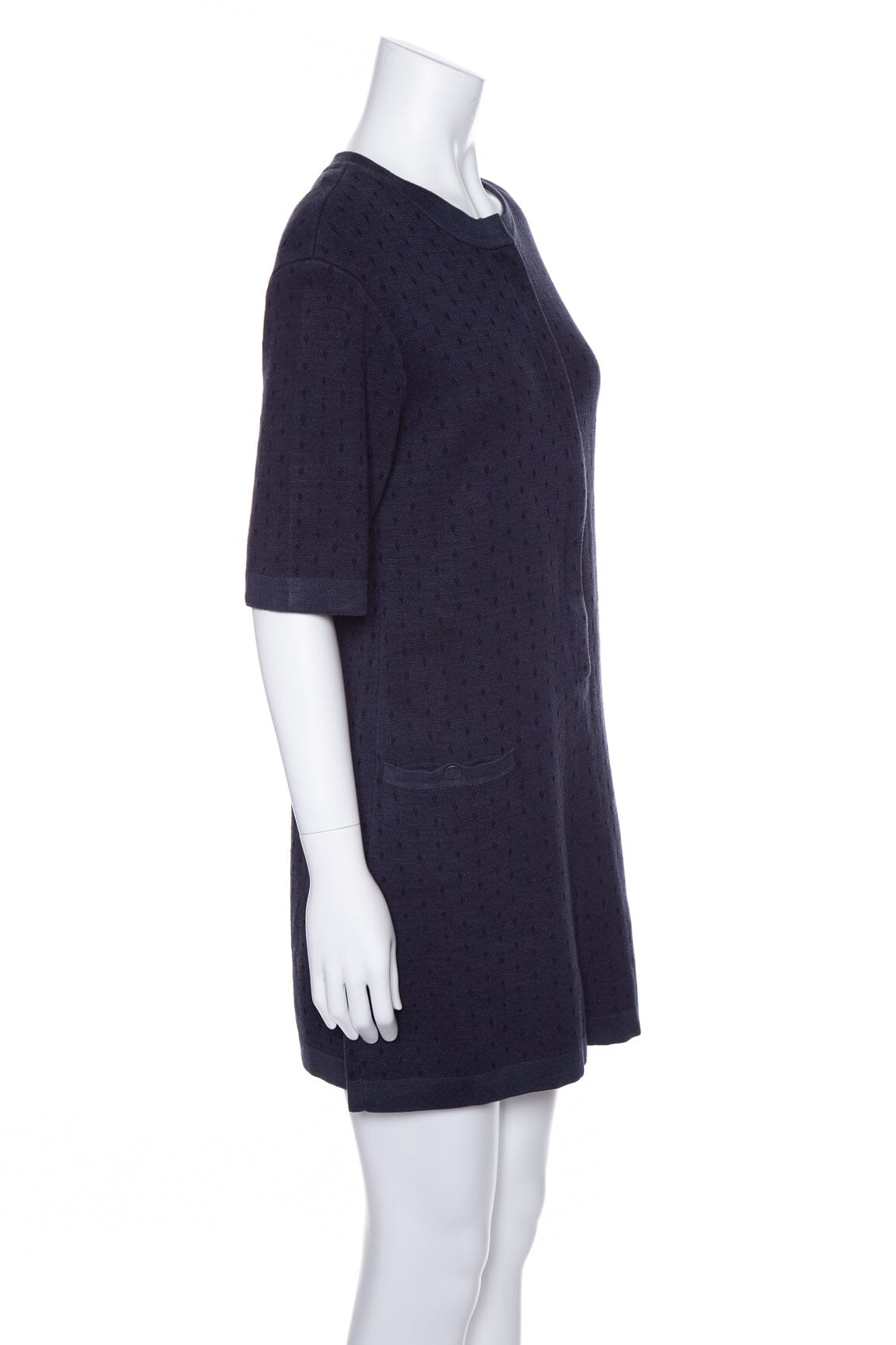Chanel Navy Knit Short Sleeve Dress SZ 38