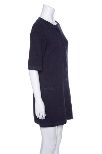 Chanel Navy Knit Short Sleeve Dress SZ 38