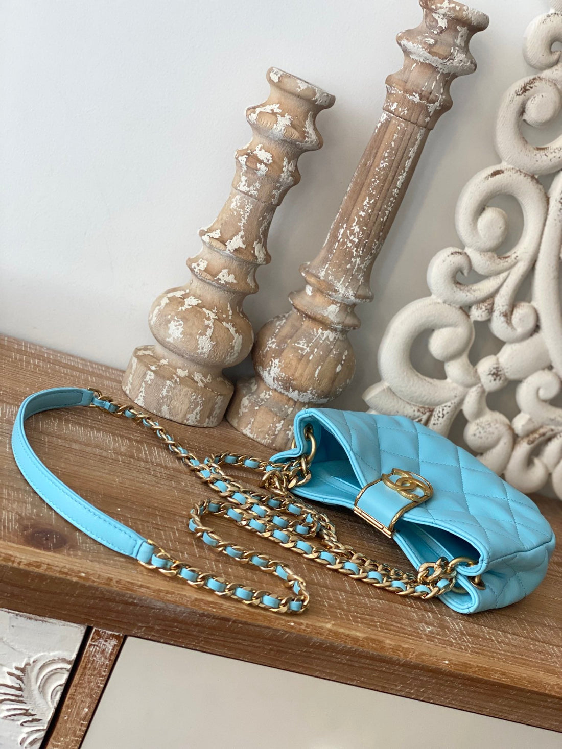 CHLSmall Hobo Bag Gold Hardware Blue For Womtlm, Womtlm&#8217;s Handbags, Shoulder Bags 7.5in/19cm