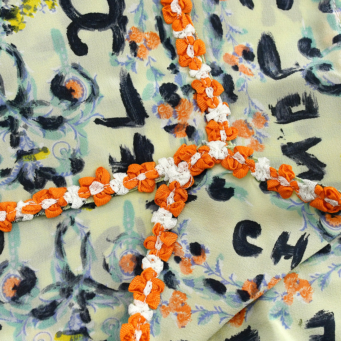 Chanel Scarf Light Green 94C #38 Small Good 94C #38