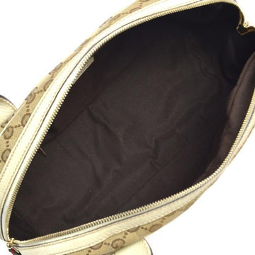 Gucci Mayfair Satchel Brown Large Logo Print Canvas And White Leather