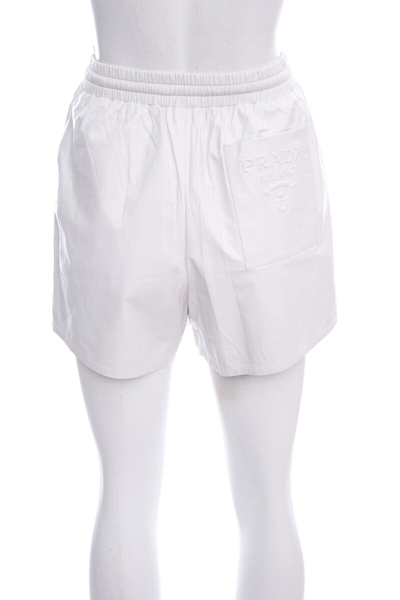 Prada White Leather Shorts SZ 38